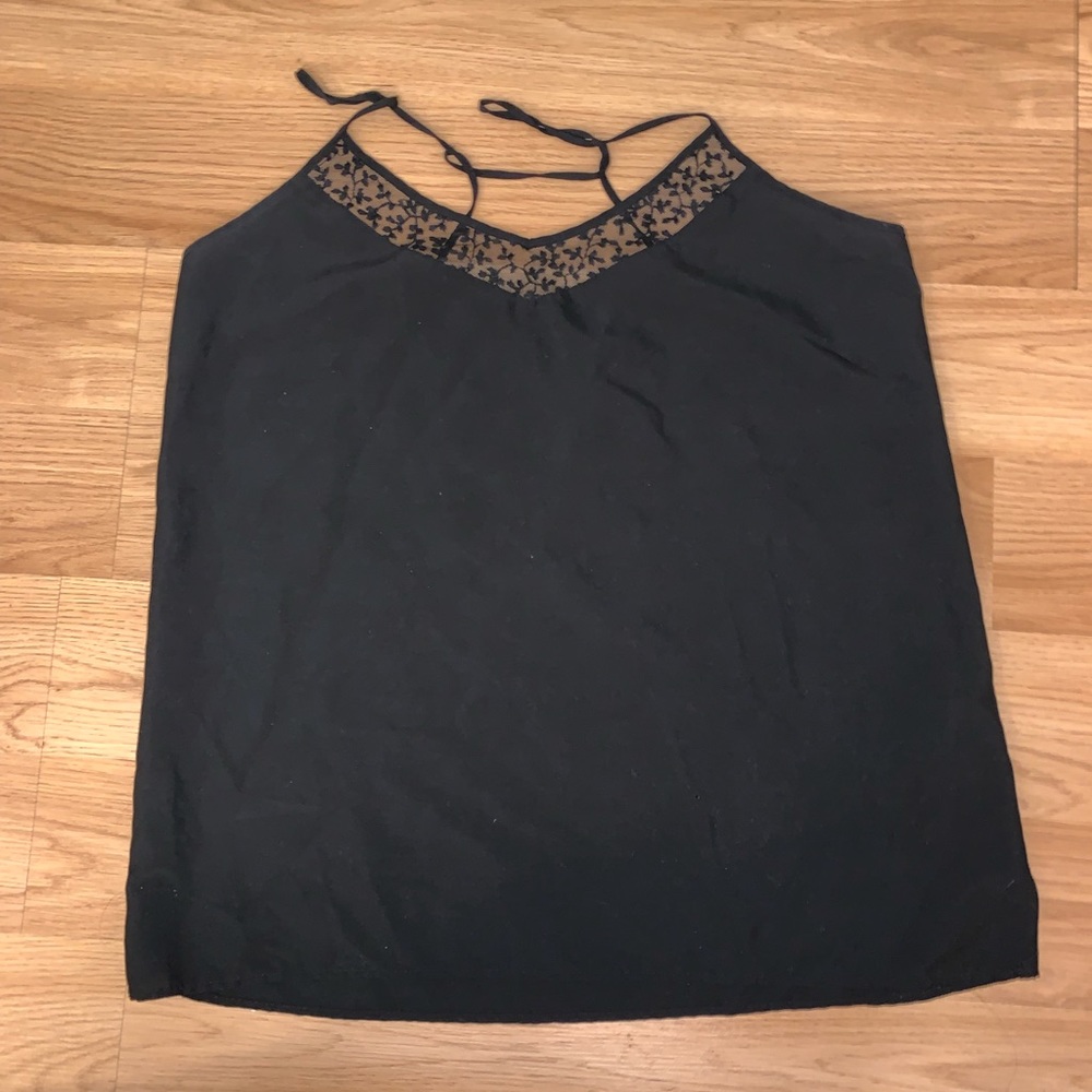 Black tank top with lace neck line